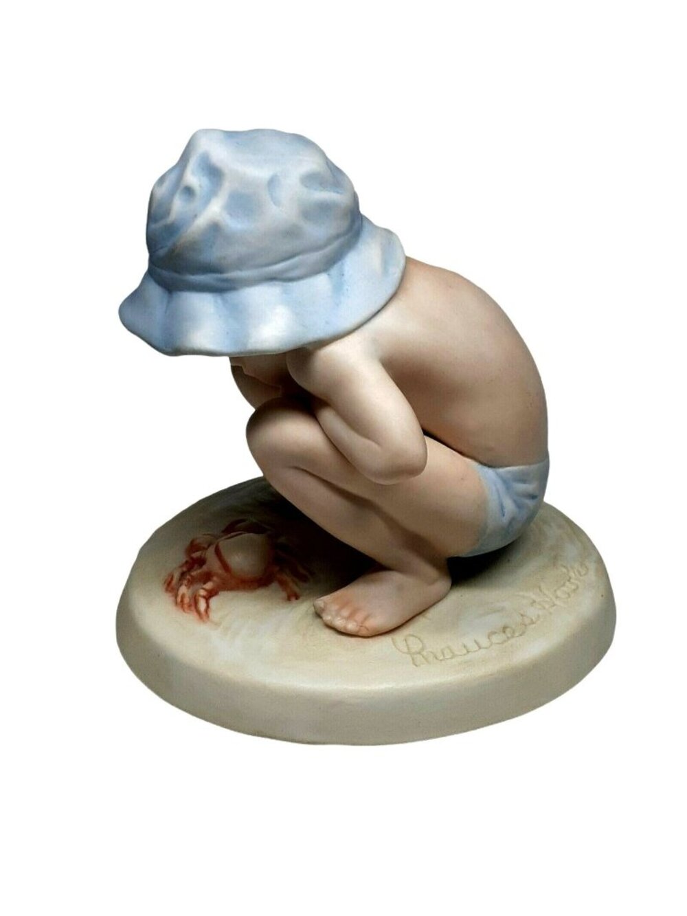Frances Hook Boy at the Beach with Crab Figurine Signed by Artist Beach Buddies